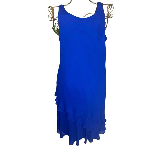 Ursula of Switzerland Vintage Tiered Midi Dress Size 14 PLUS - Cobalt Blue - Picture 1 of 6